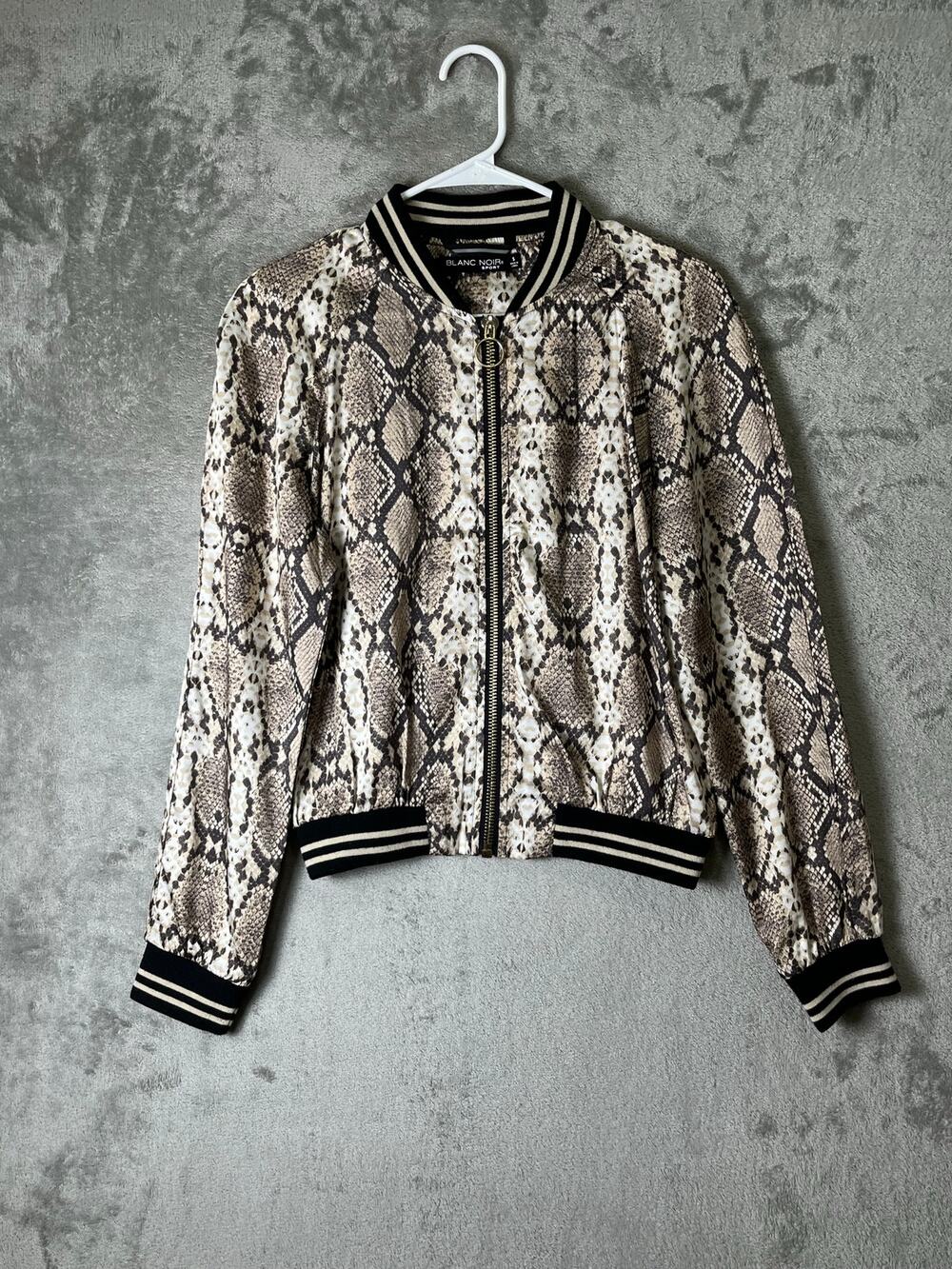 Blanc Noir Sport Python Print‎ Bomber Jacket Women's Small Zip Front Snake Print